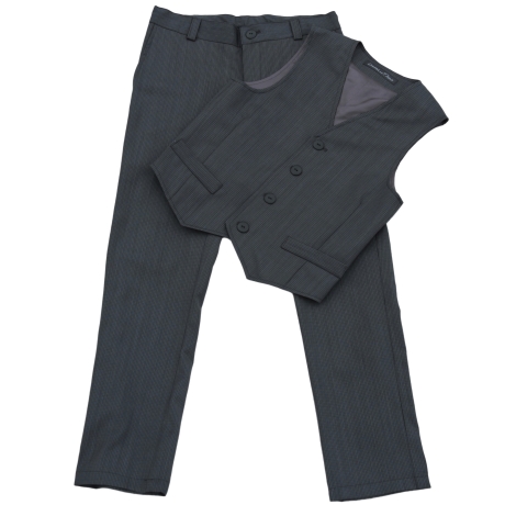 Virgin Wool Gray Trousers And Vest
