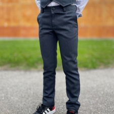 Blue-Gray Woolen Trousers Made Of Stronger Fabric 