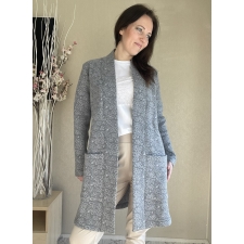 Gray Floral Cardigan, 100% Merino Wool