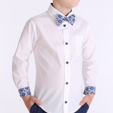 White Shirt With Blue Details