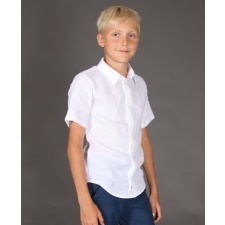 White Short Sleeve Shirt, 100% Linen