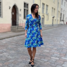 Wrapped Dress Floral Bright Blue