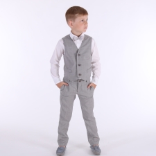 Light Gray Trousers And Vest, 100% Virgin Wool
